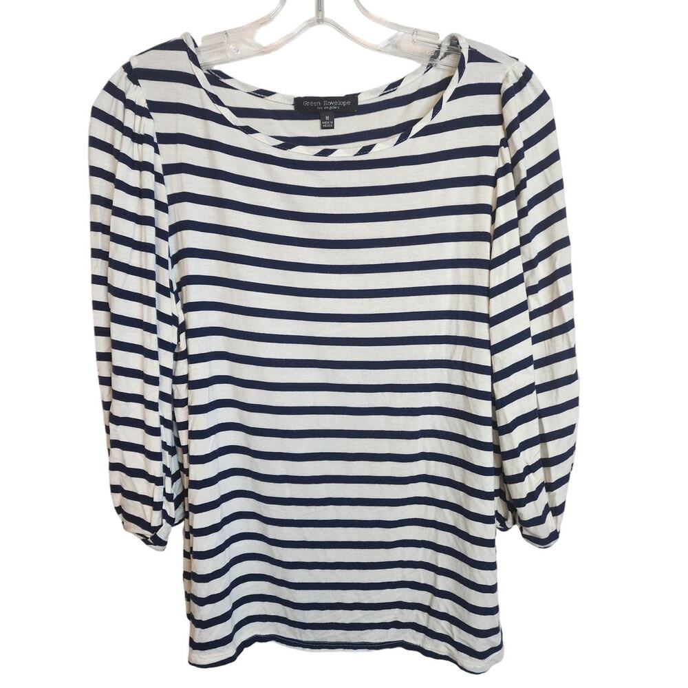 Green Envelope Striped Long Sleeve Top, Medium